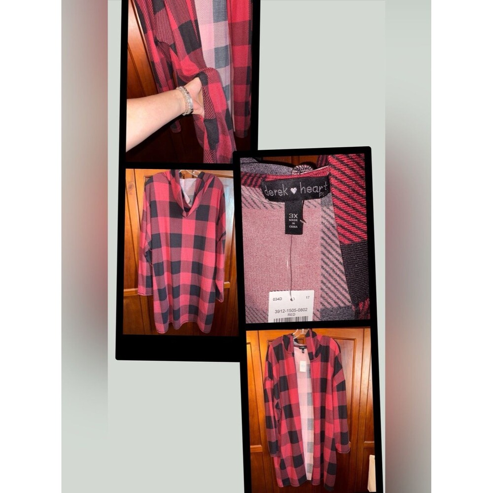 Derek Heart Red and Black Plaid Cape #1425